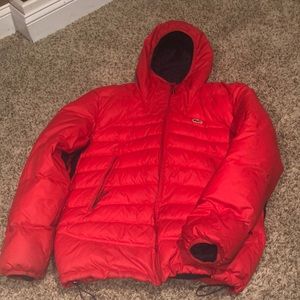 lacoste puffer jacket red